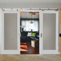 Primed White 1-Lite Frost Solid Wood Interior Barn Door Slab